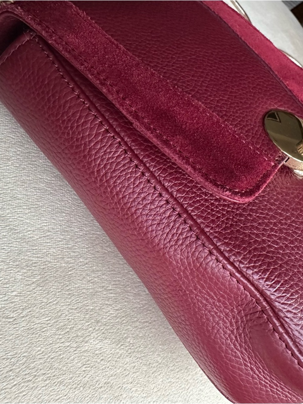 Clove + Revel Genuine Leather Crossbody Bag | Suede Detail Gold Lock Mini Bag - Picture 8 of 16
